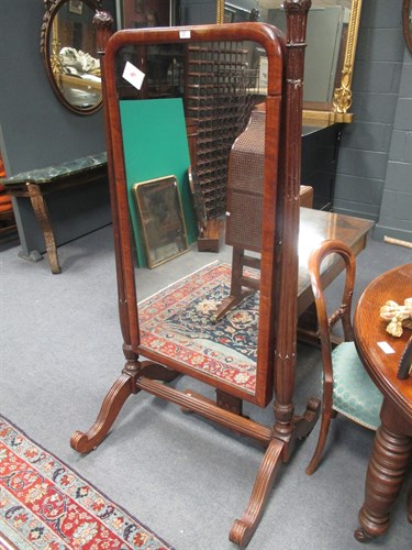 Lot 683 - A 19th century mahogany Cheval dressing mirror...