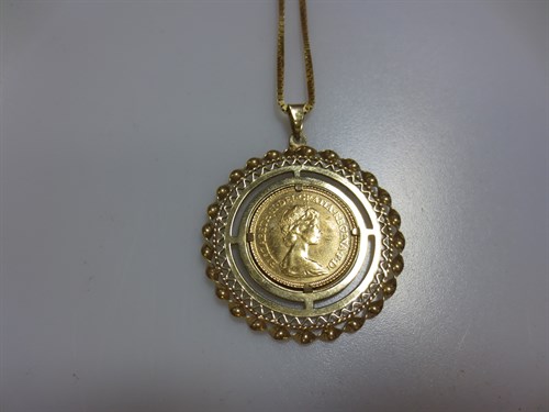 Lot 301 - A 1982 half sovereign in a 9ct gold pendant...