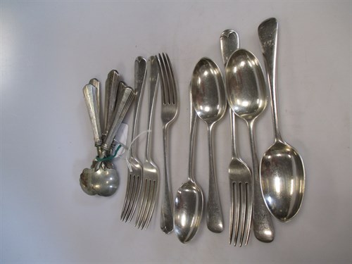 Lot 344 - Four pairs of silver spoons and forks 22.3ozt...