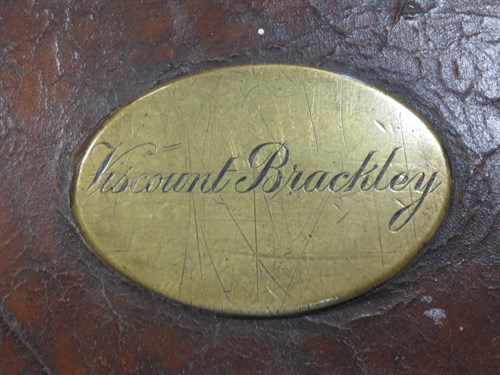Lot 113 - A 19th century leather trunk with brass name...