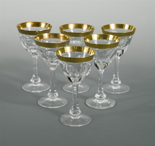 Lot 12 - A set of eight Moser Lady Hamilton pattern liqueur glasses