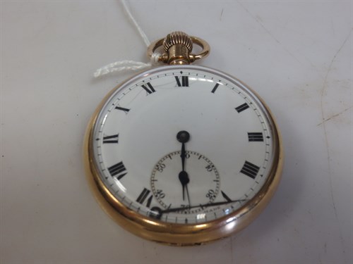 Lot 319 - A George V 9ct gold open faced pocket watch,...