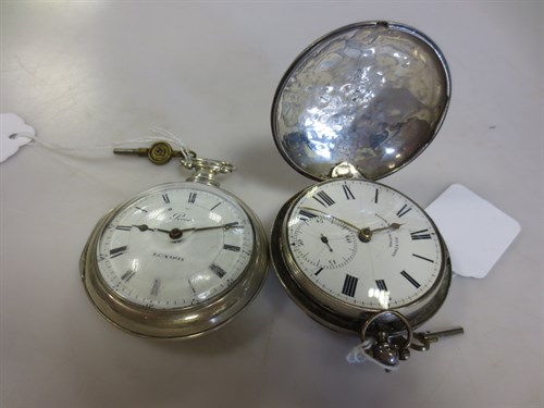 Lot 316 - Two 18th century silver pocket watches, one a...