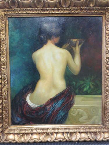 Lot 381 - Studio of Miguel Canals, female holding a bowl,...