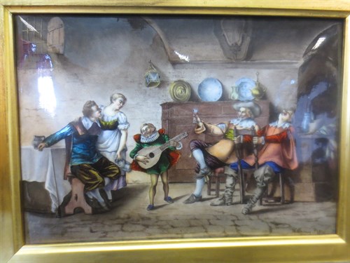 Lot 225 - A 19th century painting on metal panel of a...