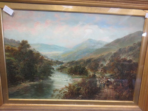 Lot 391 - Thomas, 19th century valley river scene,...