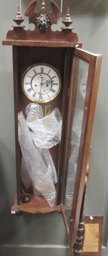 Lot 237 - A Vienna type glazed case twin weight wall...