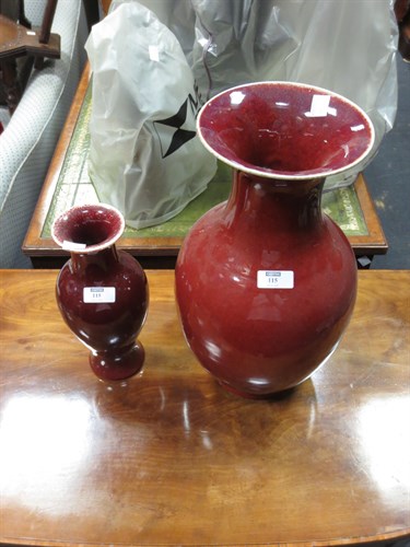 Lot 115 - A Chinese sang de boeuf vase, and another (2)