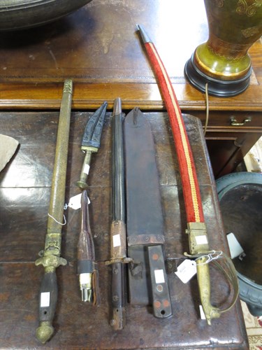 Lot 95 - Six swords, bayonets and knives