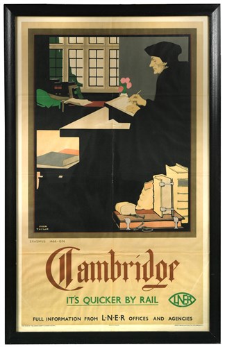 Lot 331 - Fred Taylor (British, 1875-1963), for LNER, Cambridge - It's Quicker by Rail poster