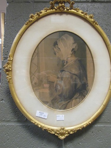 Lot 430 - A pair of oval gilt framed prints of ladies