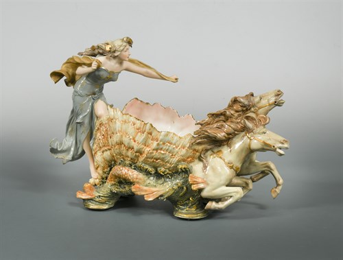 Lot 33 - An Amphora polychrome painted porcelain figural dish