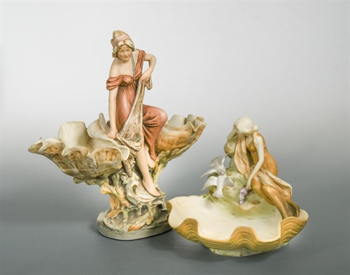 Lot 36 - Alois Hampel for Royal Dux, an Art Nouveau porcelain double comport