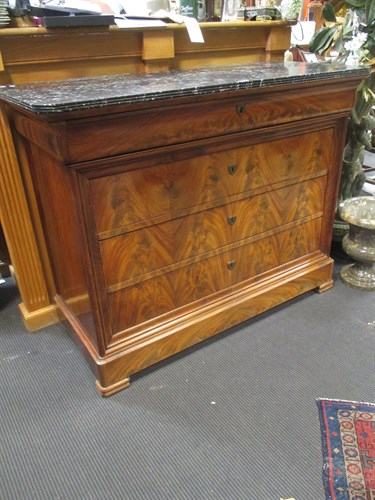 Lot 381 - A Louis Philippe marble top commode 103 x 133...