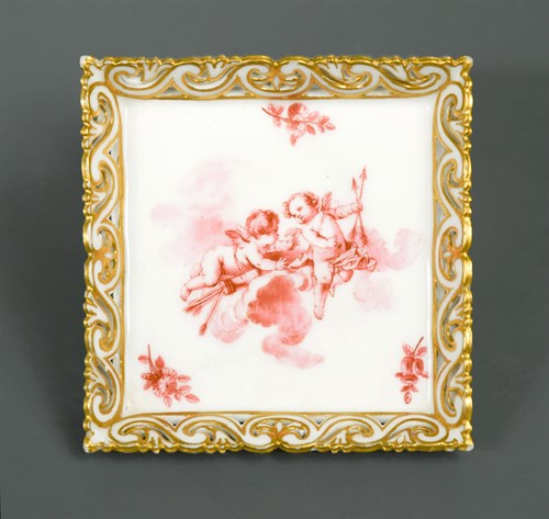 Lot 62 - A Sevres small square tray (Plateau ‘carre a jour’, 1ere grandeur)
