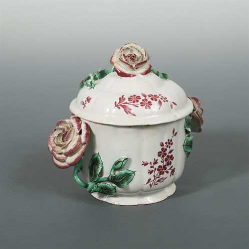 Lot 42 - A Strasbourg faience two-handled bowl and cover, circa 1770