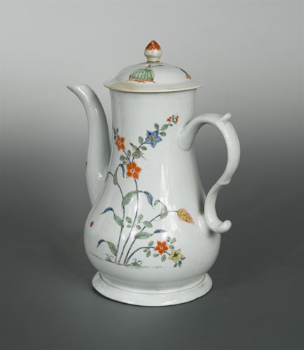 Lot 27 - An early Worcester coffee pot and cover, circa 1755