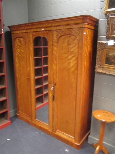 Lot 349 - A Satinwood Triple Wardrobe, 186cm W