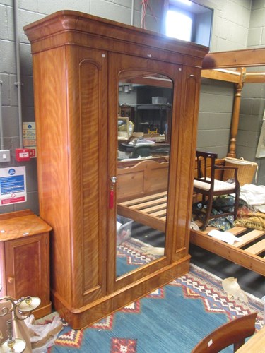Lot 350 - A Two Mirror Door Satinwood Wardrobe, 148cm W