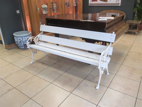 Lot 401 - A Pair of Cast Iron Painted White Wood Garden...