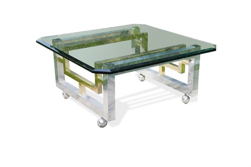 Lot 318 - A contemporary glass topped aluminium coffee table