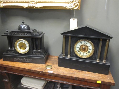 Lot 347 - Three Victorian slate mantle clocks