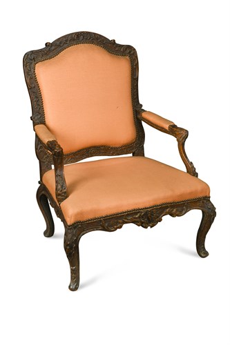Lot 448 - A Louis XV carved walnut armchair