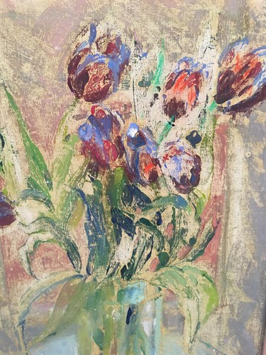 Lot 30 - T Craig, Tulips, mixed media, signed "Craig...