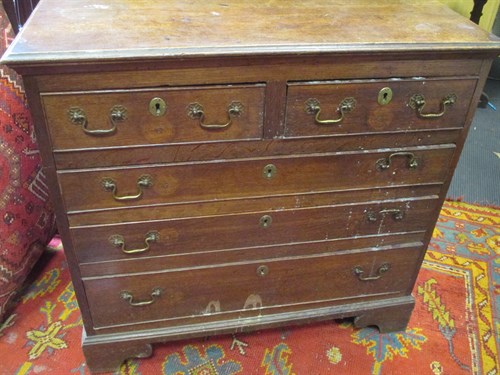 Lot 551 - An 18th century oak chest of drawers, 91cm...