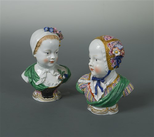 Lot 26 - A  composed pair of Meissen portrait busts of the Bourbon children