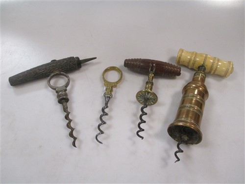 Lot 115 - Four 19th century corkscrews