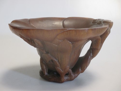 Lot 129 - .A Chinese resinous libation cup, with...