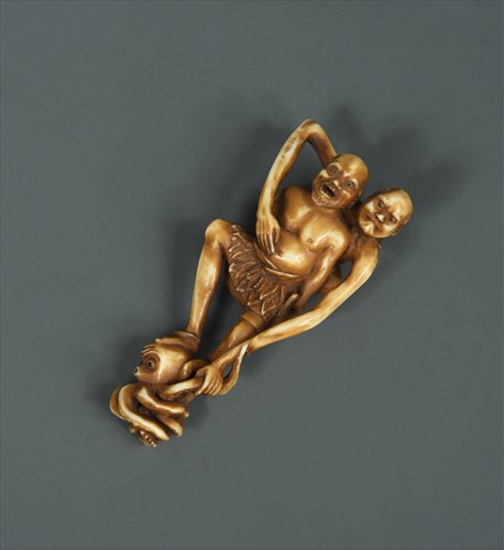 Lot 13 - A Japanese ivory sashi netsuke, late Meiji Period (1868-1912)