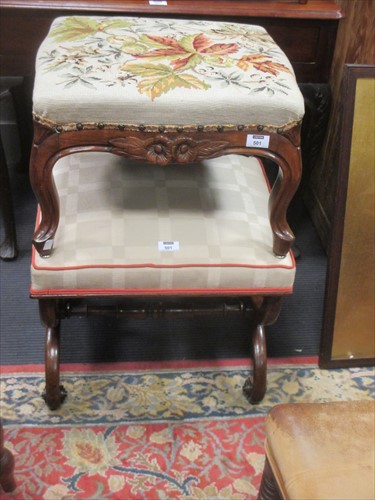 Lot 501 - A William IV X-frame rectangular stool, and a...