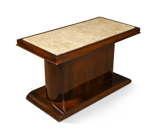 Lot 218 - An Art Deco marble topped coffee table in the manner of Emile Jacques Ruhlmann