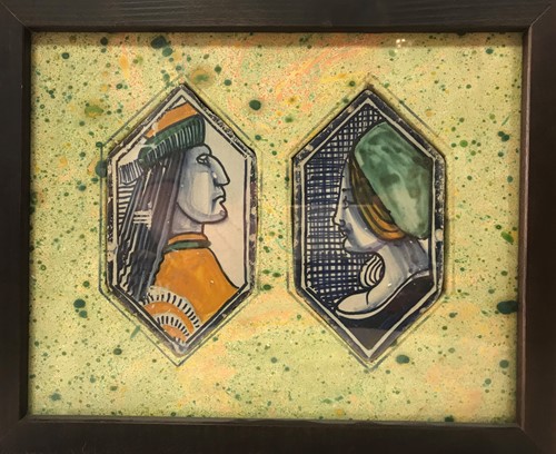 Lot 49 - Two Italian hexagonal tiles