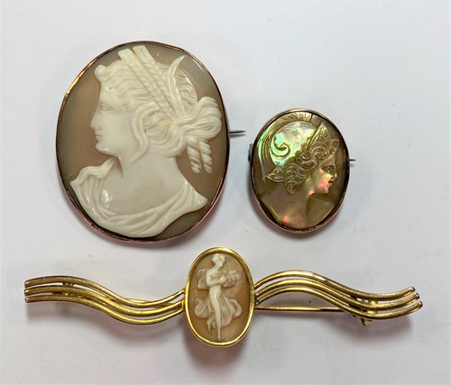 Lot 22 - A trio of shell cameo brooches