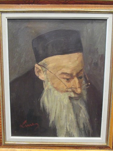 Lot 232 - Portrait of a Rabbi, oil on canvas, signed...