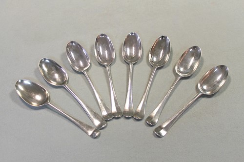 Lot 440 - A set of six George II silver tablespoons with a further two examples