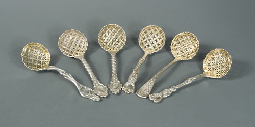 Lot 372 - A collection of six Victorian silver sifting spoons