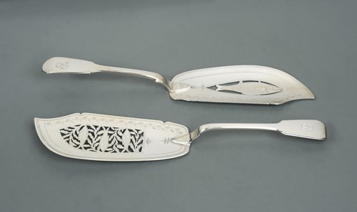 Lot 353 - Two George IV silver fish serving blades