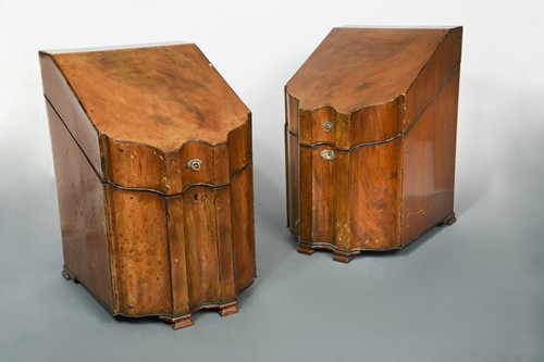 Lot 97 - A pair of George III mahogany knife boxes