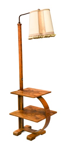 Lot 205 - An Art Deco walnut standard lamp table