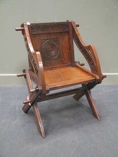 Lot 366 - A 19th century Glastonbury style oak pegged...