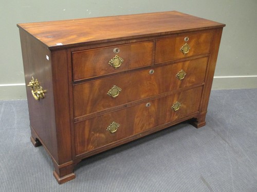 Lot 365 - A flame mahogany campaign chest of two short...