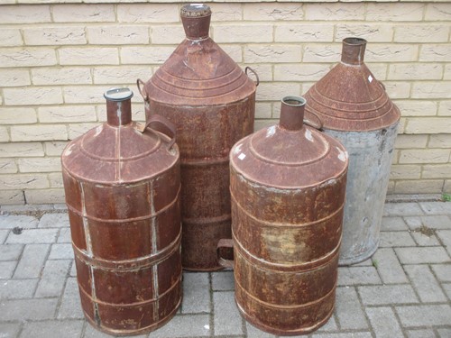 Lot 158 - Four large Spanish olive oil cannisters