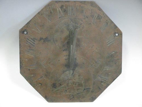 Lot 71 - An 18th century style brass sundial, inscribed...