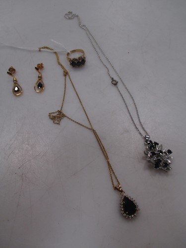 Lot 101 - A collection of sapphire and diamond jewellery,...