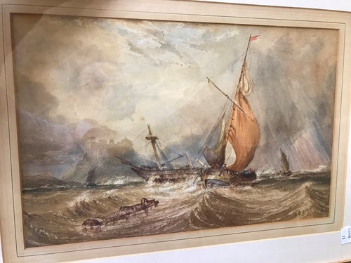 Lot 209 - Pictures: a marine scene with sailing boats in...
