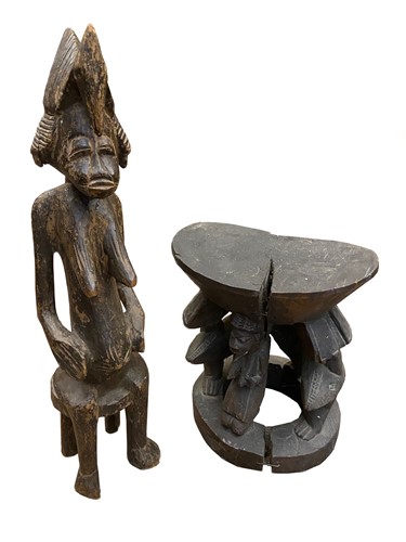Lot 743 - An African tribal stool with oval seat
